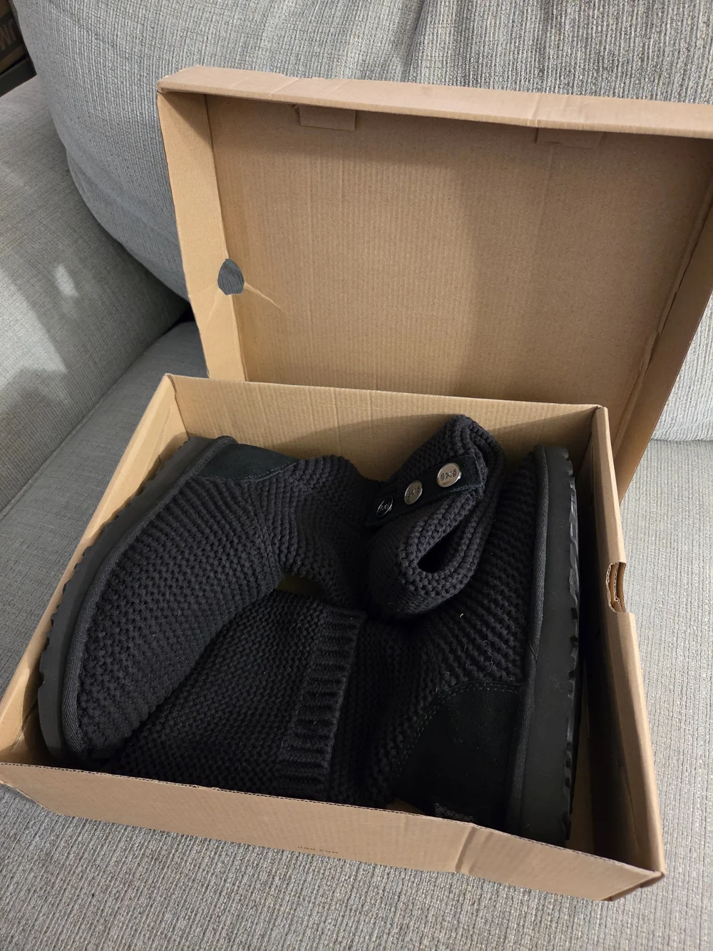 UGG Men's Black Knit Slip-On Loafers - Comfortable Everyday Shoes